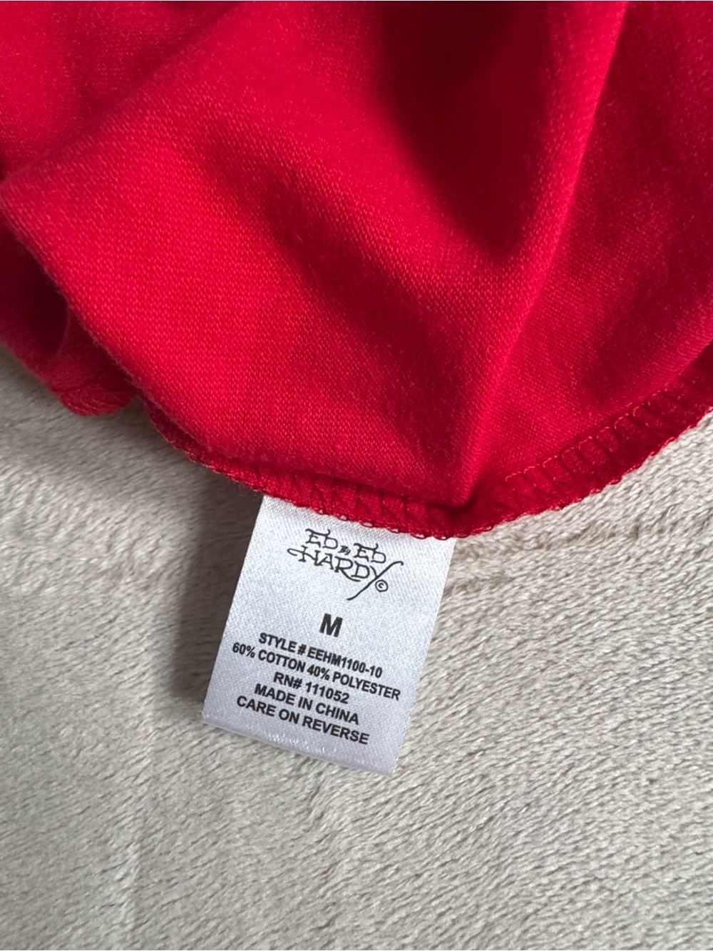 Ed Hardy Red Graphic Tee with Bold Logo - Picture 5 of 6